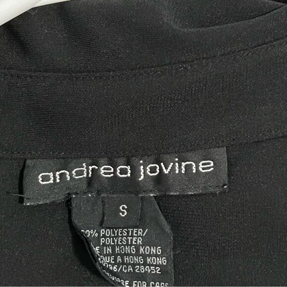 Y2K Maxi Shirt Dress Andrea Jovine Black long Sleeve Button Up Stretch Relaxed S - Picture 14 of 16